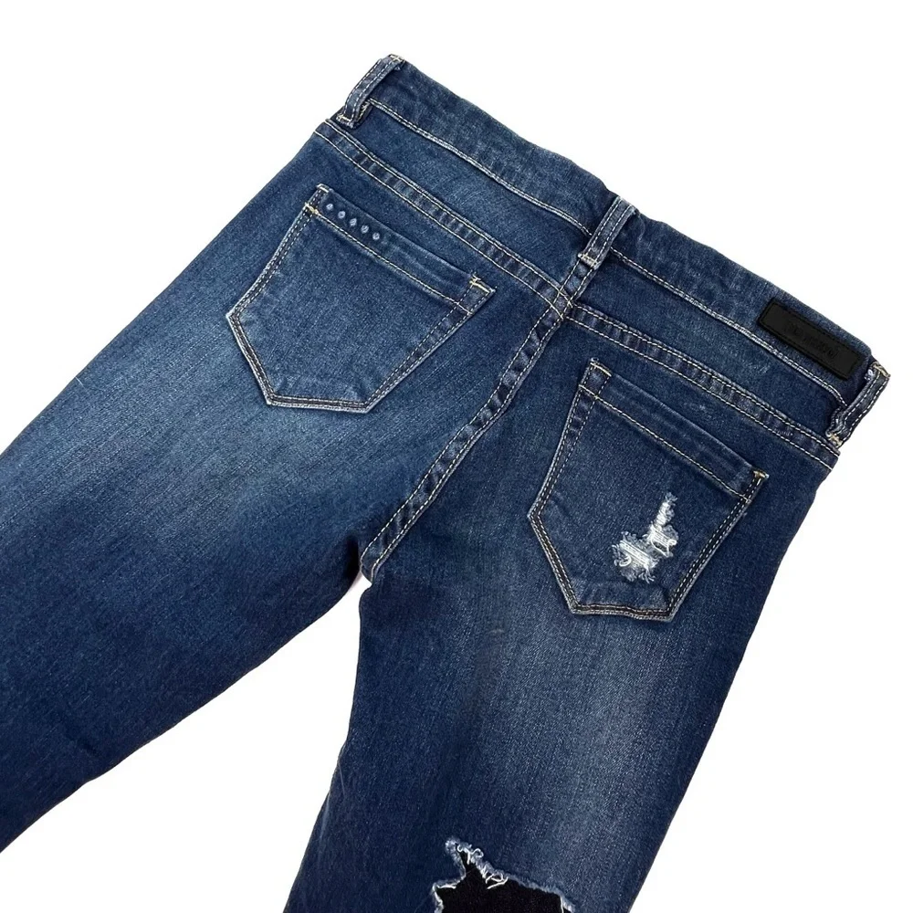 Blank NYC Patched Boyfriend Jeans Girl’s Size 8 Dark Wash Distressed New NWT
